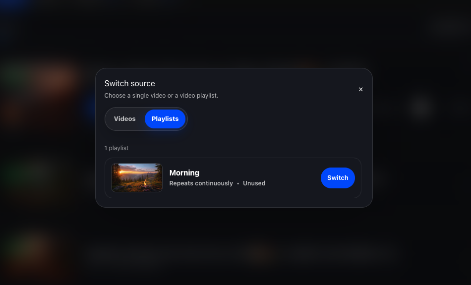 Streamstead source switching interface for moving a livestream between available sources